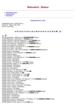 ABC-Listen Zum Familienbuch Rk. Rittersdorf