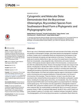 (Ostariophysi, Bryconidae) Species from Southeastern Brazil Form a Phylogenetic and Phylogeographic Unit