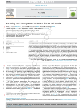 Advancing a Vaccine to Prevent Hookworm Disease and Anemia