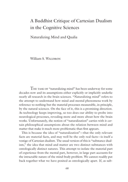 A Buddhist Critique of Cartesian Dualism in the Cognitive Sciences