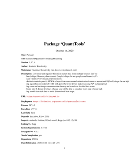 Package 'Quanttools'