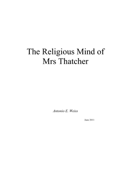 The Religious Mind of Mrs Thatcher