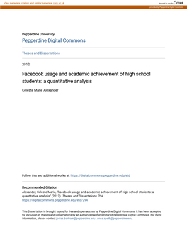 Facebook Usage and Academic Achievement of High School Students: a Quantitative Analysis