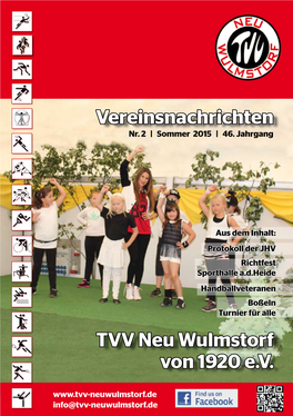 TVV Neu Wulmstorf Von 1920 E.V. Vereinsnachrichten