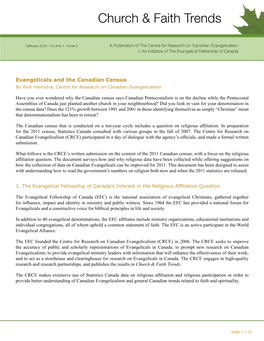 Evangelicals and the Canadian Census by Rick Hiemstra, Centre for Research on Canadian Evangelicalism