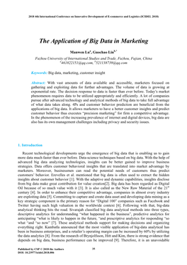 The Application of Big Data in Marketing