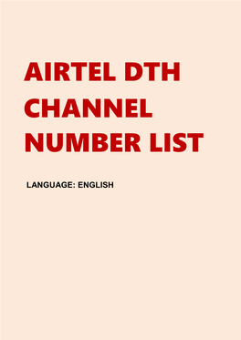 Airtel Dth Channel Number List