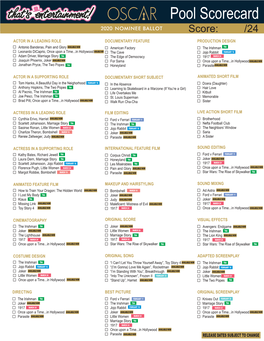 Pool Scorecard