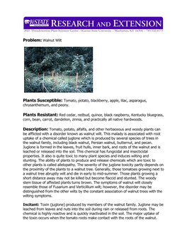 Problem: Walnut Wilt Plants Susceptible