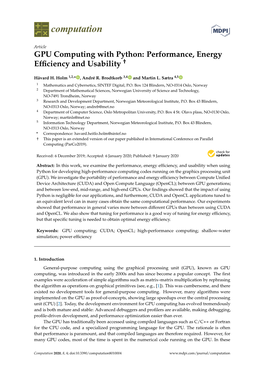 GPU Computing with Python: Performance, Energy Efficiency And