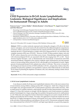 CD22 Expression in B-Cell Acute Lymphoblastic Leukemia: Biological Signiﬁcance and Implications for Inotuzumab Therapy in Adults