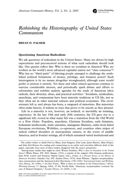 Rethinking the Historiography of United States Communism