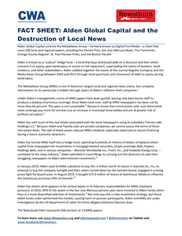 FACT SHEET: Alden Global Capital and the Destruction of Local News