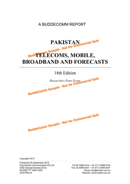 Pakistan Telecoms, Mobile, Broadband and Forecasts