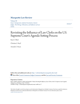 Revisiting the Influence of Law Clerks on the U.S. Supreme Court's Agenda-Setting Process Ryan C