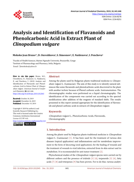 Analysis and Identification of Flavanoids and Phenolcarbonic Acid in Extract Plant of Clinopodium Vulgare