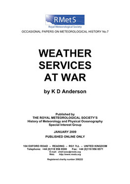 No 7: 'Weather Services at War' by K D Anderson