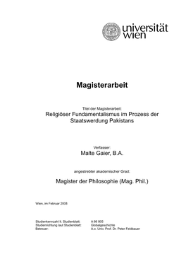 Magisterarbeit