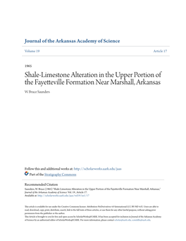 Shale-Limestone Alteration in the Upper Portion of the Fayetteville Formation Near Marshall, Arkansas W