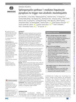 Sphingomyelin Synthase 1 Mediates Hepatocyte Pyroptosis To