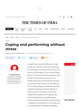 Coping and Performing Without Stress