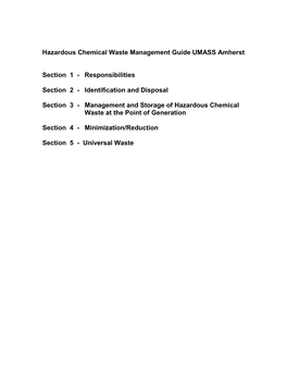 Hazardous Chemical Waste Management Guide UMASS Amherst Section 1