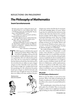 The Philosophy of Mathematics Swami Sarvottamananda