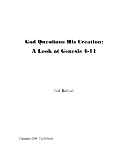 God Questions His Creation: a Look at Genesis 4-11