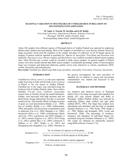 90-96, 2012. Seasonal Variation in Mycoflora of Unmilled