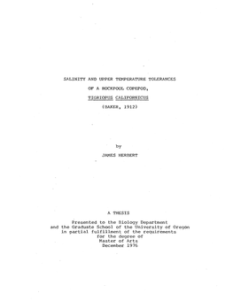 Salinity and Upper Temperature Tolerances