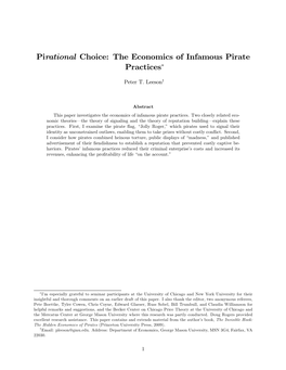 Pirational Choice: the Economics of Infamous Pirate Practices*