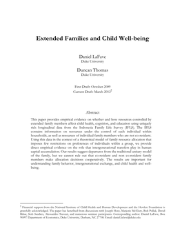 Extended Families and Child Well-Being