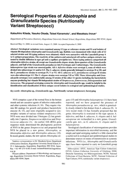 Nutritionally Variant Streptococci)