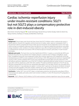 Cardiac Ischemia–Reperfusion Injury Under Insulin-Resistant Conditions