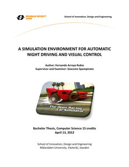A Simulation Environment for Automatic Night Driving and Visual Control