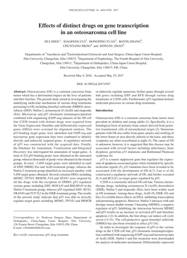 Effects of Distinct Drugs on Gene Transcription in an Osteosarcoma Cell Line