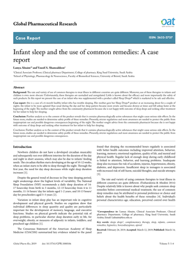 Infant Sleep and the Use of Common Remedies: a Case Report Lamya Alnaim1* and Yousif A