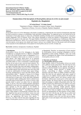 Enumeration of the Host Plants of Dendrophthoe Falcata (L.F.) Ett. in and Around Rajshahi City, Bangladesh