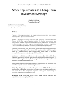 Stock Repurchases As a Long-Term Investment Strategy