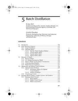 Batch Distillation Ki-Joo Kim Postdoctoral Researcher, Systems Analysis Branch, U.S