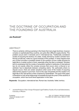 1The Doctrine of Occupation and the Founding of Australia