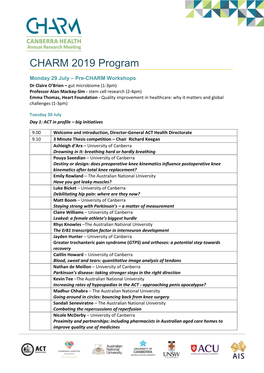 CHARM 2019 Program