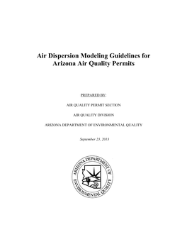 Air Dispersion Modeling Guidelines for Arizona Air Quality Permits