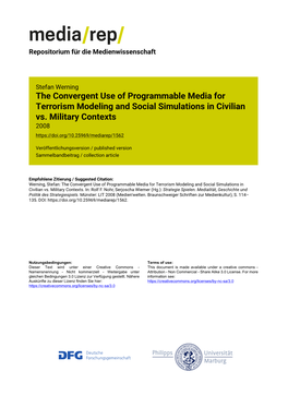 The Convergent Use of Programmable Media for Terrorism Modeling and Social Simulations in Civilian Vs