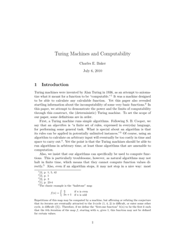 Turing Machines and Computability