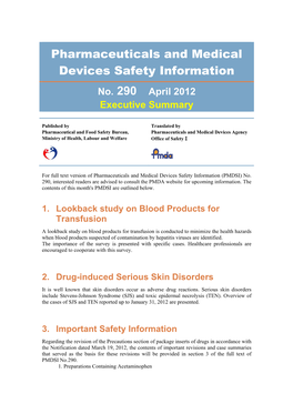 Pharmaceuticals and Medical Devices Safety Information No