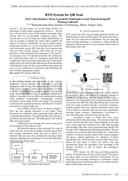 RTO System for QR Scan Prof