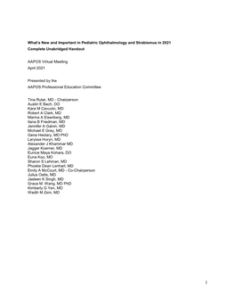 What's New and Important in Pediatric Ophthalmology and Strabismus In
