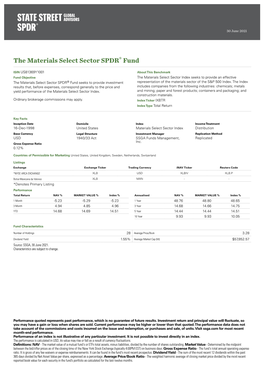 Fact Sheet:The Materials Select Sector SPDR® Fund, Jun2020