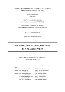 Piezoelectric Aluminium Nitride Thin Films by PECVD